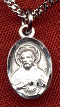 7/16" Oval Scapular Medal in Sterling, Your Choice of Chain, # 8931