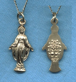 Miraculous Medal in Profile 13/16", 14kt Gold Filled, Your Choice of Chain, # 8933