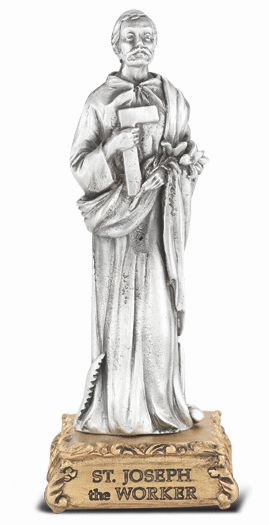 Pewter St. Joseph the Worker Statue, 4-3/8", # 89350