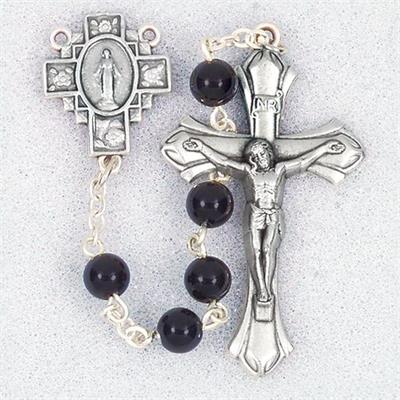 6mm Natural Stone Rosary, Black Onyx, # 89457