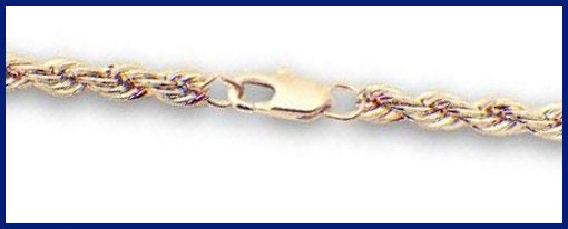 27" Heavy Hamilton Gold Plated French Rope Chain, 2.5mm wide, # 8968