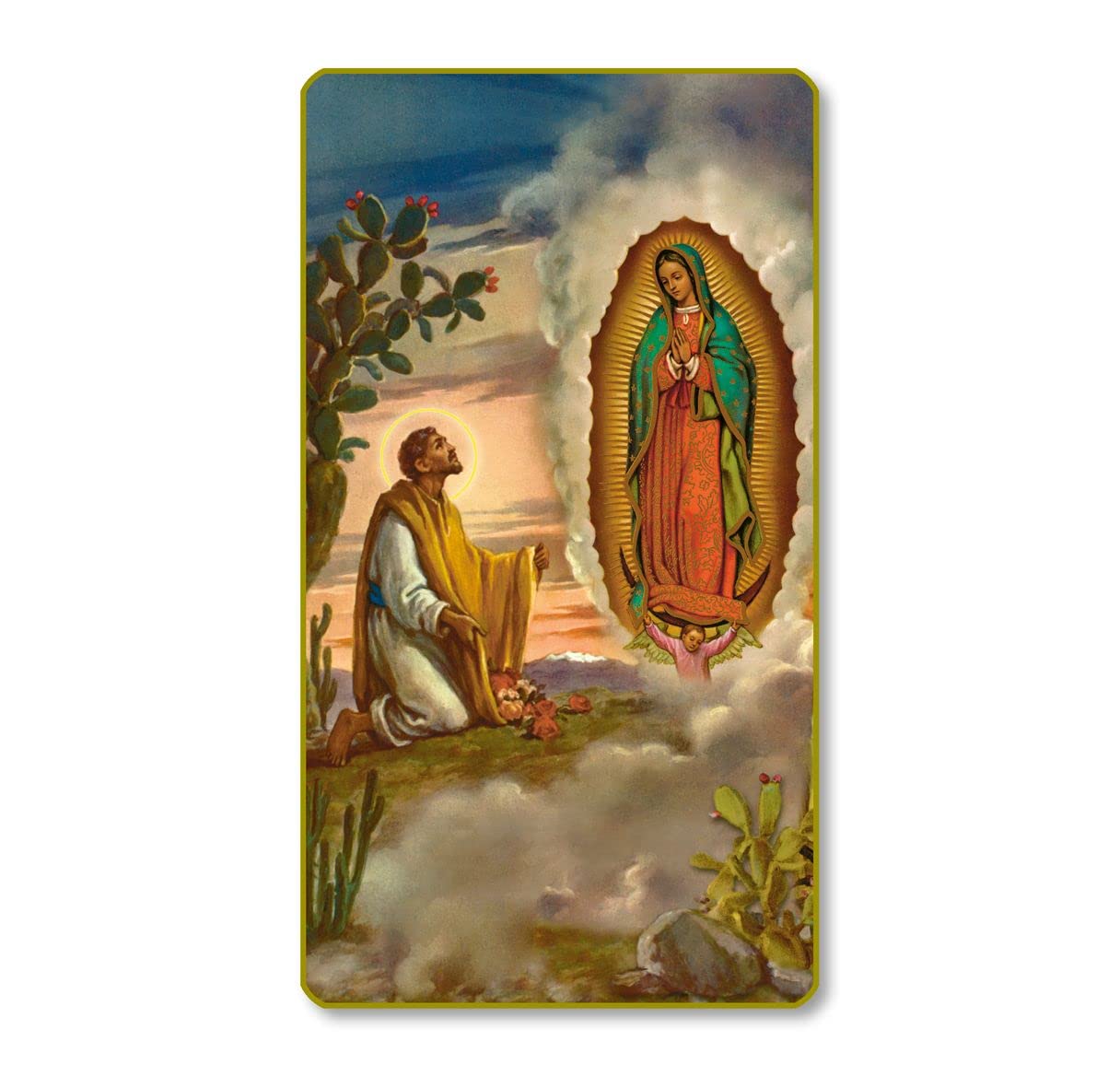 St. Juan Diego with Guadalupe Italian Paper Holy Cards, 2"x4", Blank Back, 100-Pack, # 6184