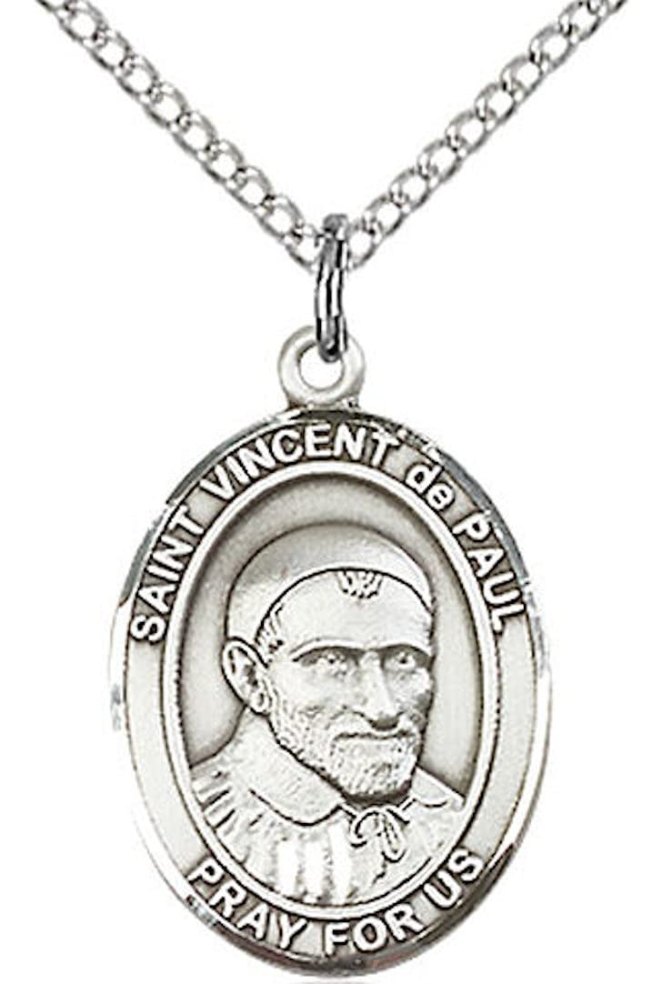 St. Vincent de Paul Medal in Fine Pewter, 3/4" tall, Your Choice of Chain # 17265