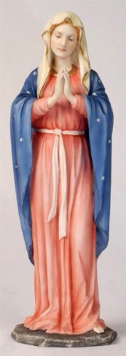 Adoring Virgin Colored Resin Statue 11.75", 95078