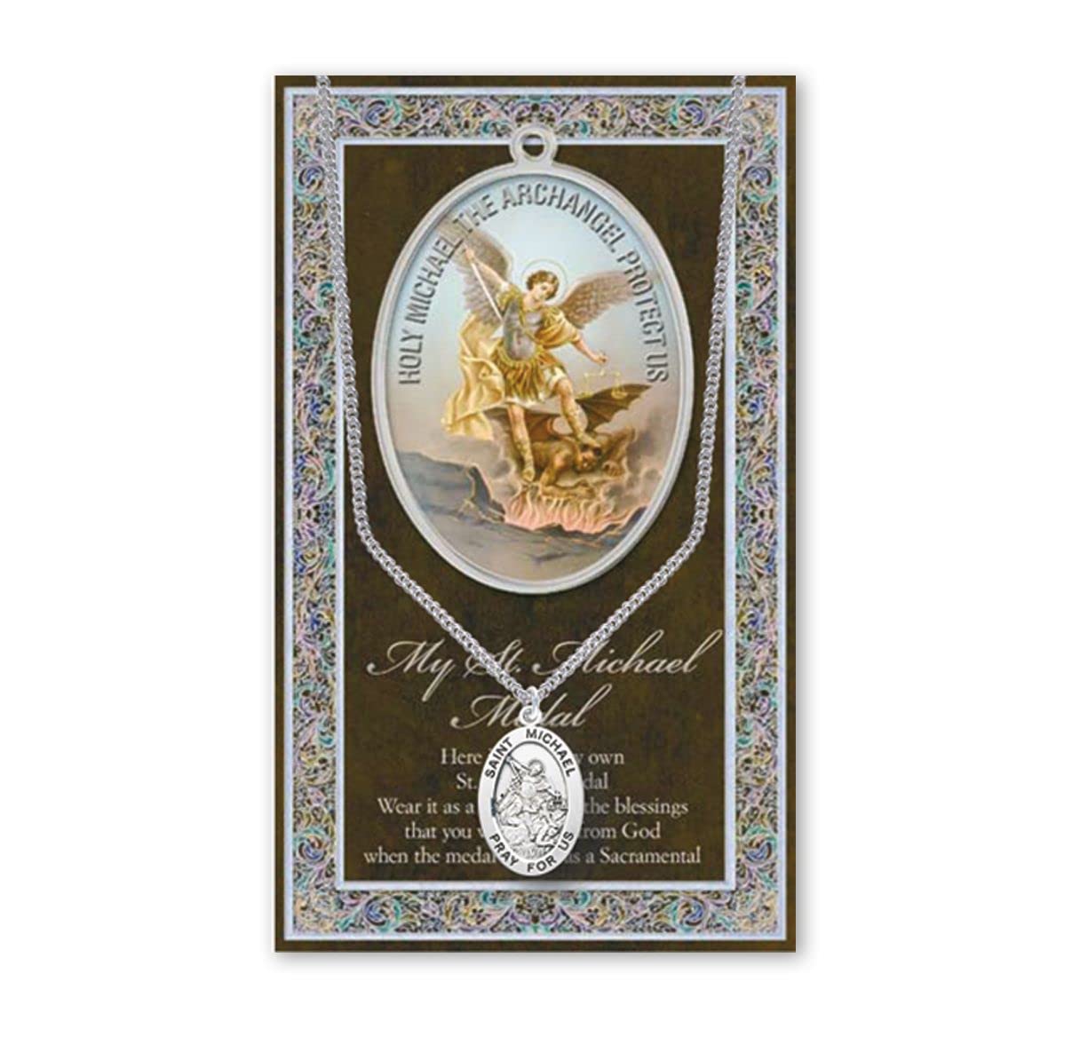 15/16" Pewter Medal with Folding Prayer Card, St. Michael, # 59644
