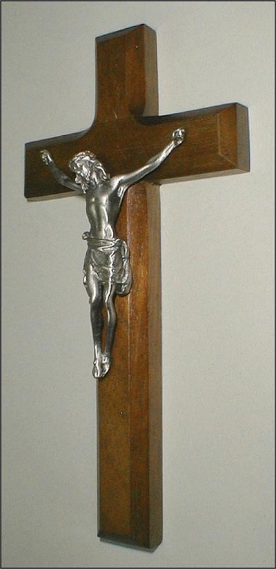 7" Walnut Cross with Genuine Pewter Corpus, # 90001