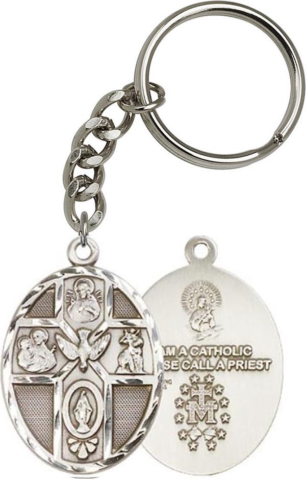 Keychain, Sterling Silver 5-Way / Holy Spirit, # 9046