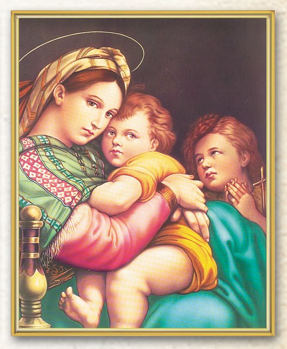 Raphael's Madonna & Child 8"x10" Gold Framed Mylar Finished Plaque, # 90913