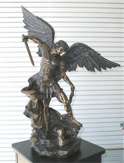 Saint Michael Bronzed Resin Statue 29", 92055|