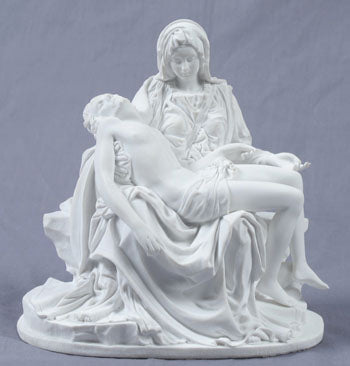 Pieta Statue in White Resin, 6.25", 92064