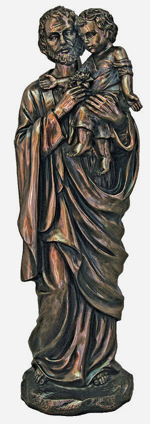 11" St. Joseph & Child Statue, Cold Cast Bronze, Lightly Hand Painted, # 92739