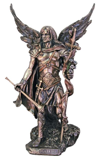 14" Cold Cast Bronzed Resin St. Gabriel Statue, # 92756
