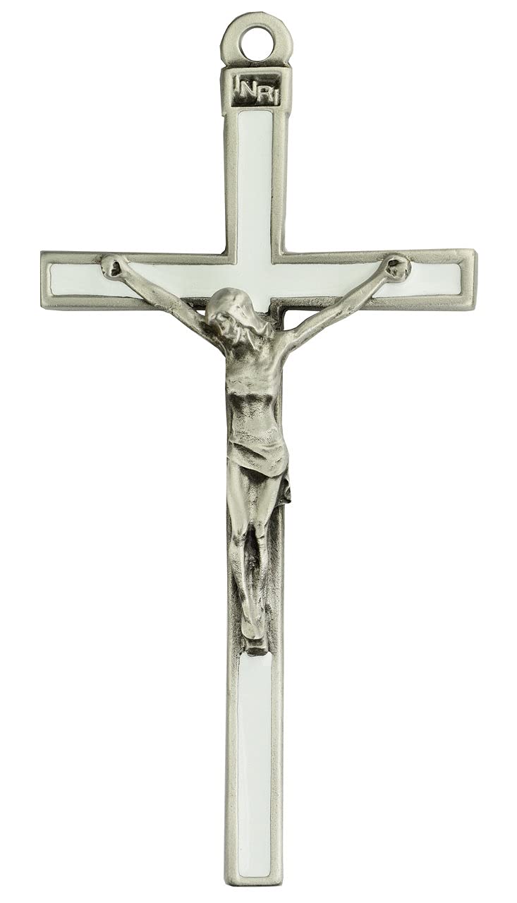 Children's Wall Crucifix with White Epoxy, 5" Tall, # 21576