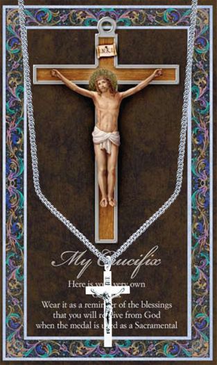 1-7/16" Pewter Crucifix with Folding Prayer Card, # 93110