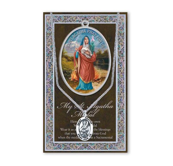 St. Agatha Biography and Folding Picture Card with a Medal & Chain # 93112