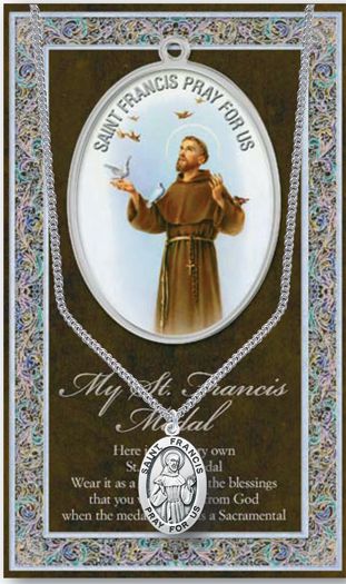 15/16" Pewter Medal with Folding Prayer Card, St. Francis, # 93126