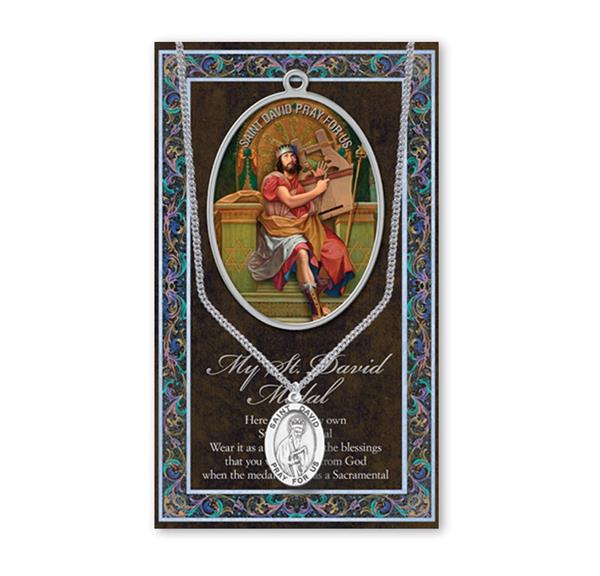 St. David Biography and Folding Picture Card with a Medal & Chain # 93127