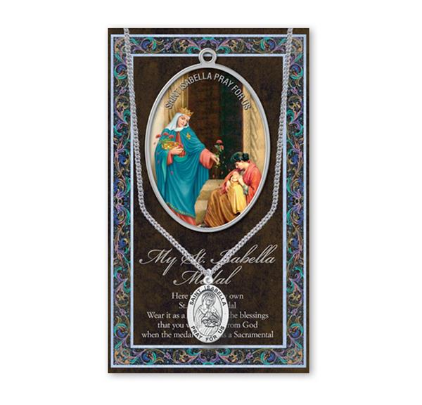 St. Isabella Biography and Folding Picture Card with a Medal & Chain # 93134