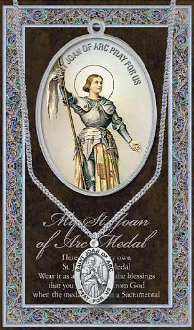 15/16" Pewter Medal with Folding Prayer Card, St. Joan of Arc, # 93136