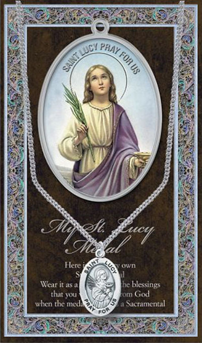 15/16" Pewter Medal with Folding Prayer Card, St. Lucy, # 93141