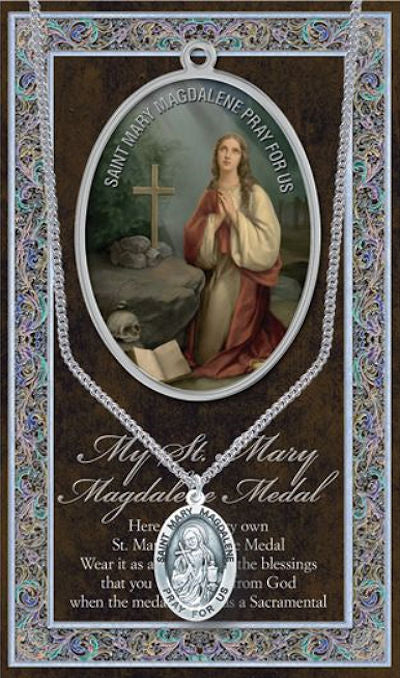 15/16" Pewter Medal with Folding Prayer Card, St. Mary Magdalene, # 93144