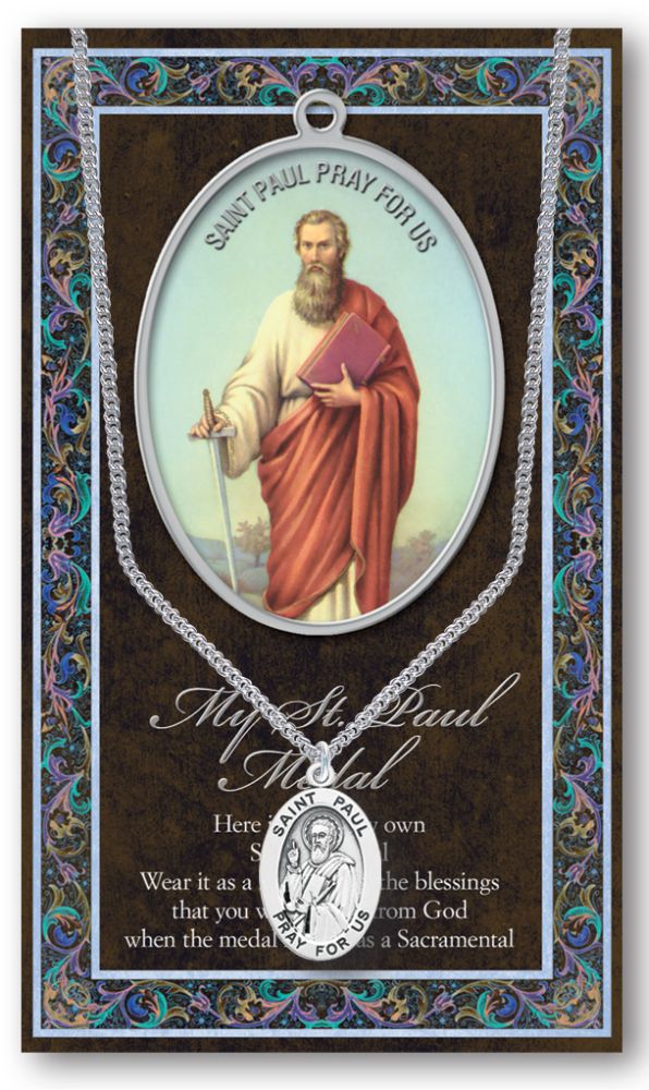 15/16" Pewter Medal with Folding Prayer Card, St. Paul, # 93147