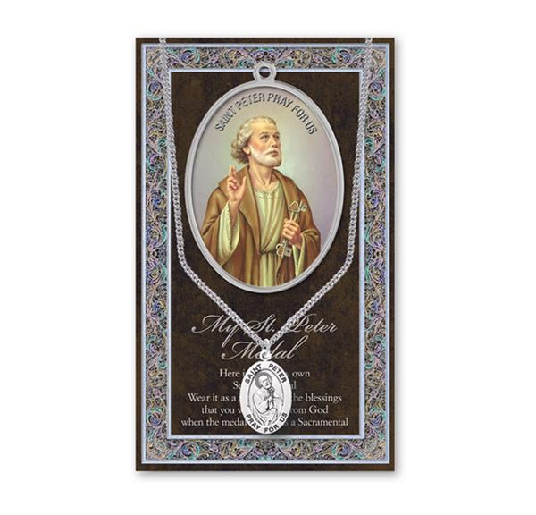 St. Peter Biography and Folding Picture Card with a Medal & Chain # 93148