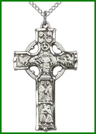 1-3/8" Celtic Cross, Sterling Silver, Your Choice of Chain, # 9336