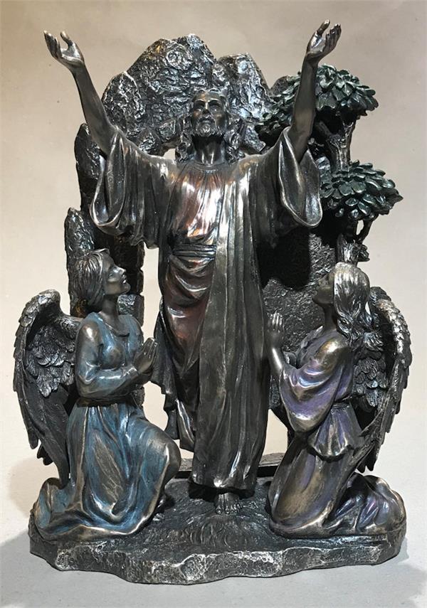 12" Resurrection Statue in Bronzed Veronese Resin, # 93569