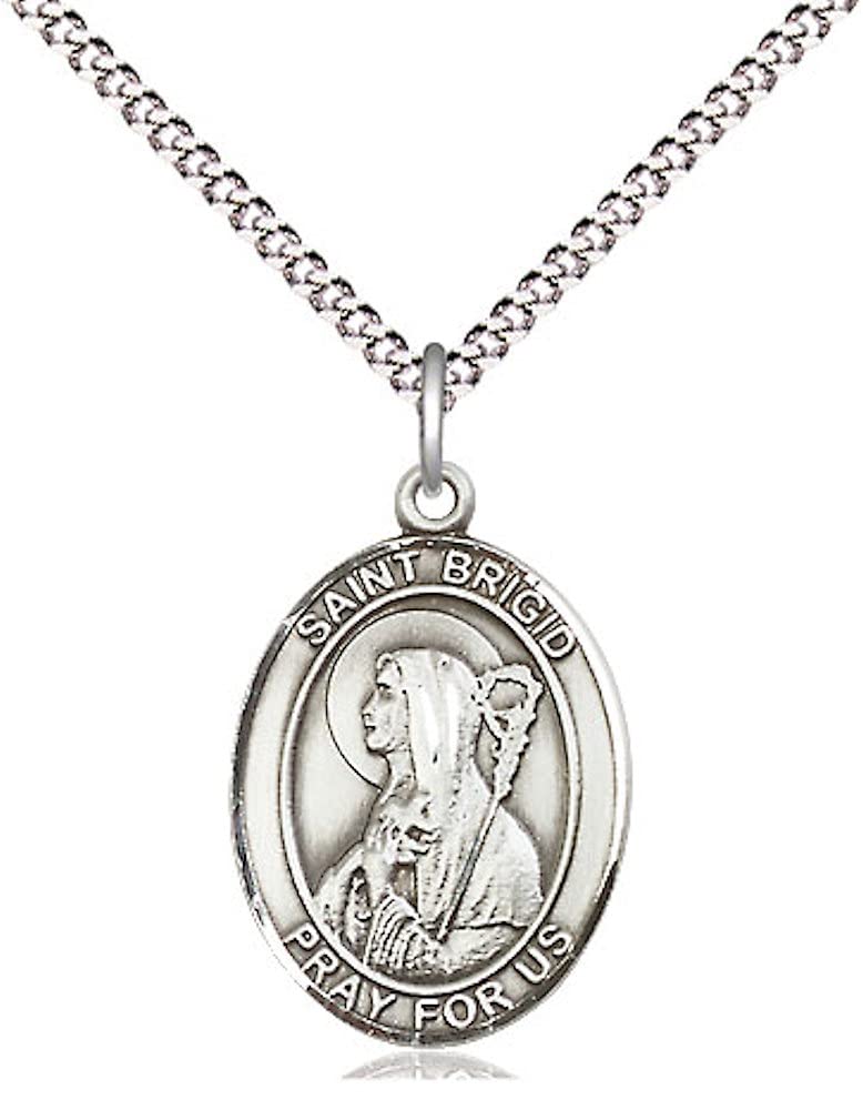 St. Brigid of Ireland Medal in Fine Pewter, 3/4" tall, Your Choice of Chain # 16981