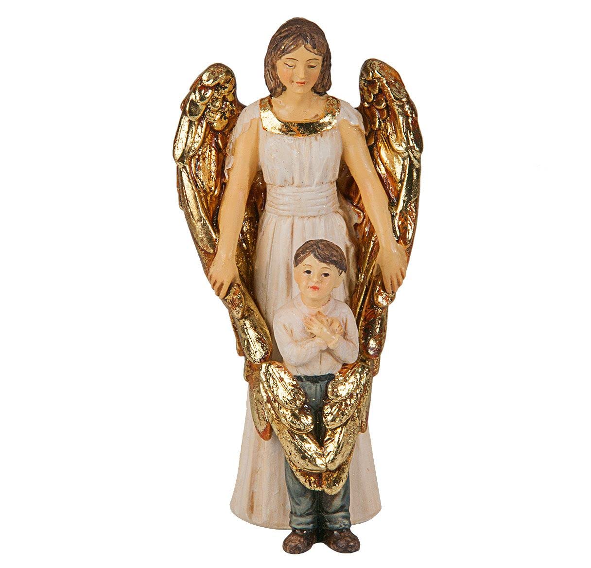 4" Full Color Resin Statue, Guardian Angel with Boy, # 6465