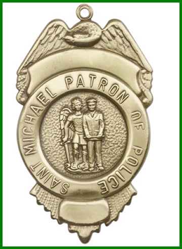 Keychain, Bronze Oxide Finish, St. Michael / Police, 2-3/4" tall, # 95064