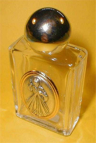 1-3/4" x 3-1/4" Glass 1.5 oz. Holy Water Bottle Divine Mercy Made in Italy., 96180