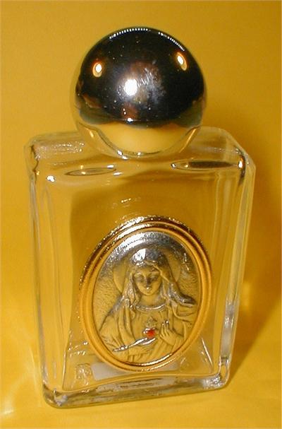 1-3/4" x 3-1/4" Glass 1.5 oz. Holy Water Bottle Immaculate Heart of Mary Made in Italy., 96187