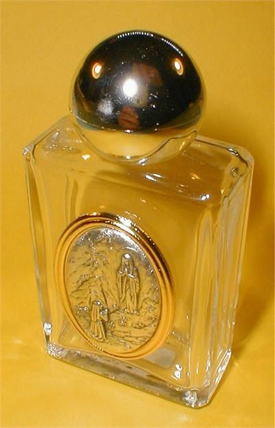 1-3/4" x 3-1/4" Glass 1.5 oz. Holy Water Bottle O.L. Lourdes Made in Italy., 96188