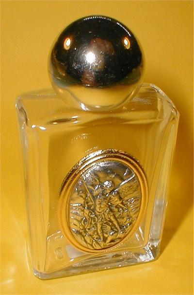 1-3/4" x 3-1/4" Glass 1.5 oz. Holy Water Bottle Saint Michael Made in Italy., 96189