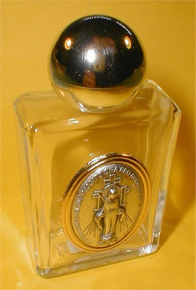 1-3/4" x 3-1/4" Glass 1.5 oz. Holy Water Bottle Miraculous Medal Made in Italy., 96190