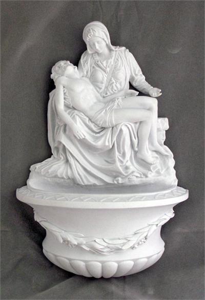 Pieta White Resin Holy Water Font, 10", 96243