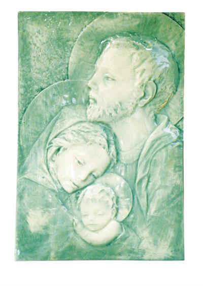 Holy Family Plaque, Alabaster Tile, 7"x10.5", 96250