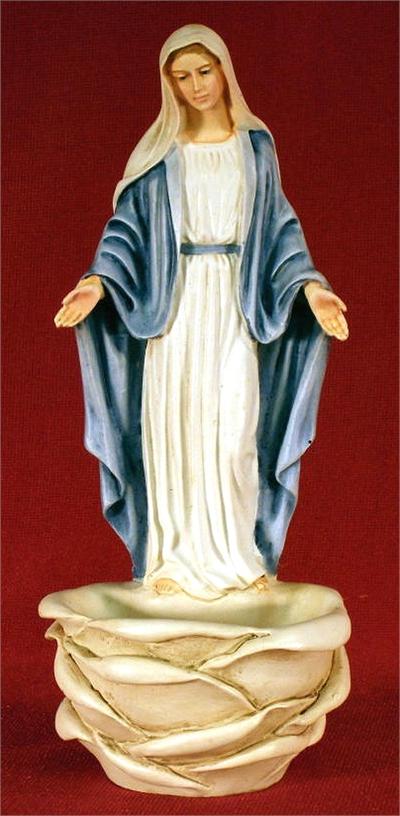 Our Lady of Grace font, 6", Stands or hangs, made in Italy, hand painted alabaster,, 96253