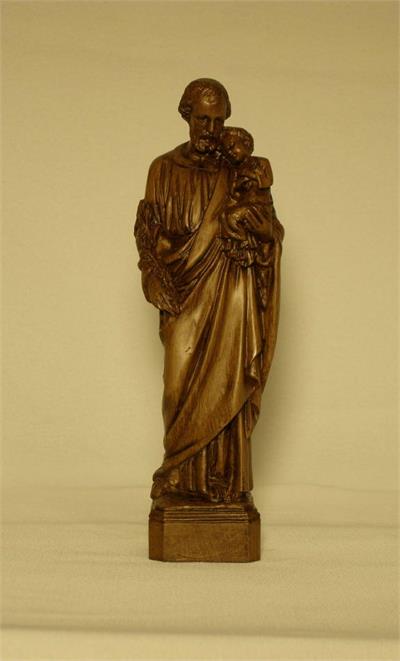 St. Josepeh & Child Statue, Brown Alabaster, 6.75", Made in Italy., 96304