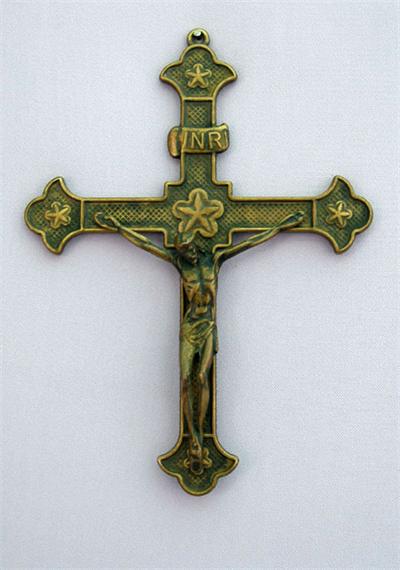 8-1/4" Brass Crucifix, Made in Italy, Antique finish, 96324