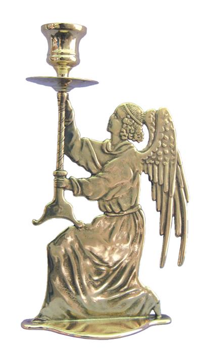 Angel candle holder in brass, 9.75". MADE IN ITALY, # 96329