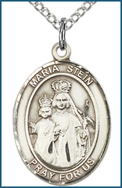 Sterling Silver Medal, 3/4"x9/16", Maria Stein, Your Choice of Chain, # 96595