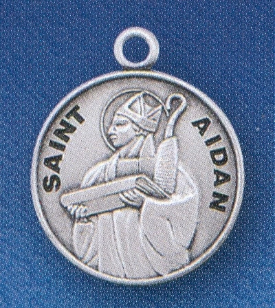3/4" Round Sterling Medal, Your Choice of Chain, St. Aidan, #96771