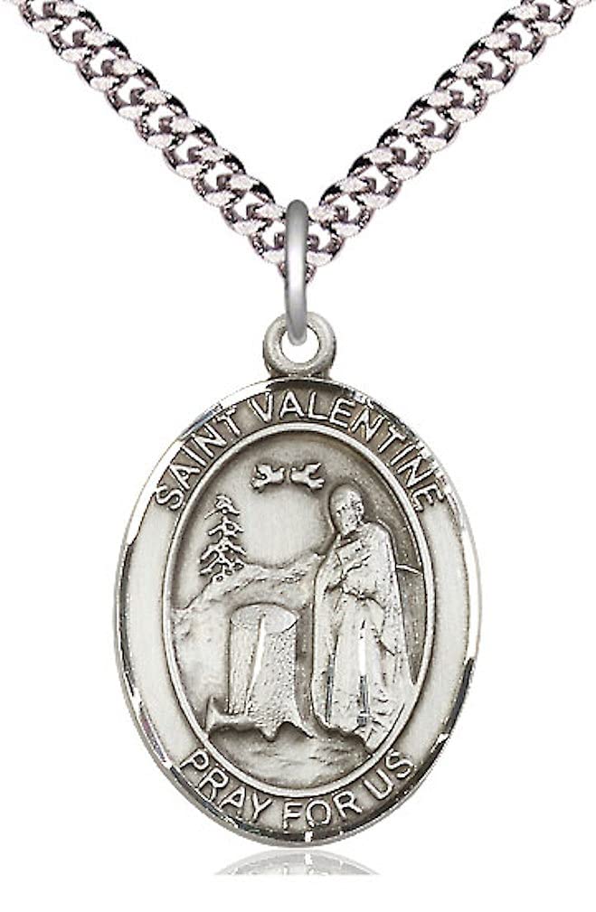 St. Valentine of Rome Medal in Fine Pewter, 1" tall, Your Choice of Chain, # 5607