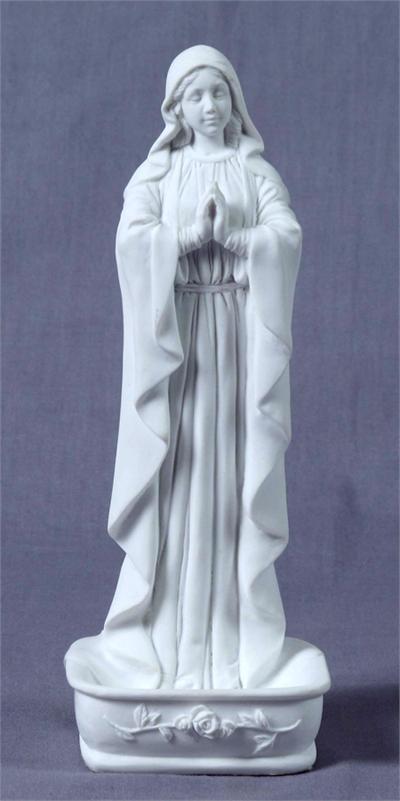 Praying Virgin Rosary Holder / Font, White Resin, 6.25" 2-Count Value Pack, # 97196
