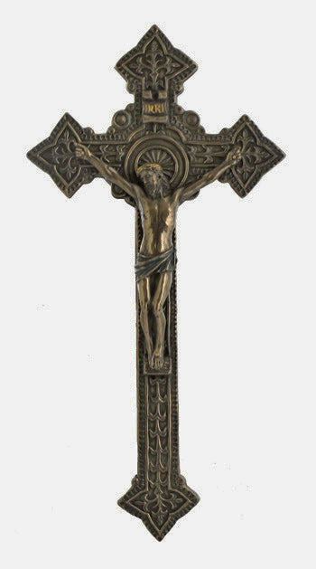 Crucifix, Veronese Resin, 9", Bronzed, 97204
