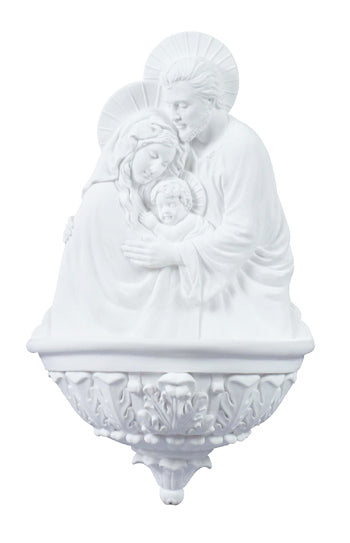 Holy Family Holy Water Font, Veronese Resin, 9", White, 97209