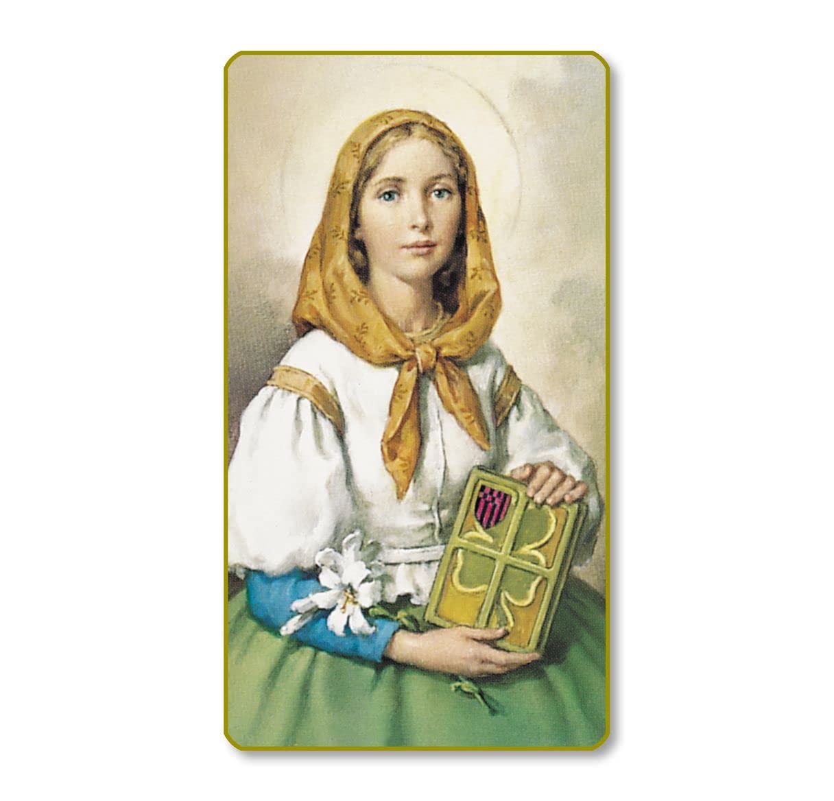 St. Dymphna Italian Paper Holy Cards, 2"x4", Blank Back, 100-Pack, # 6134
